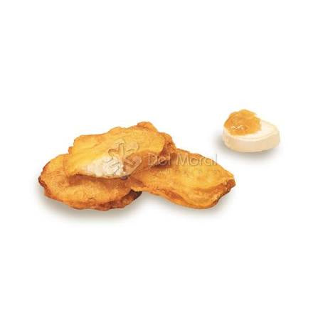 Patatas d’olot rellenas con queso de rulo de cabra y cebolla caramelizada